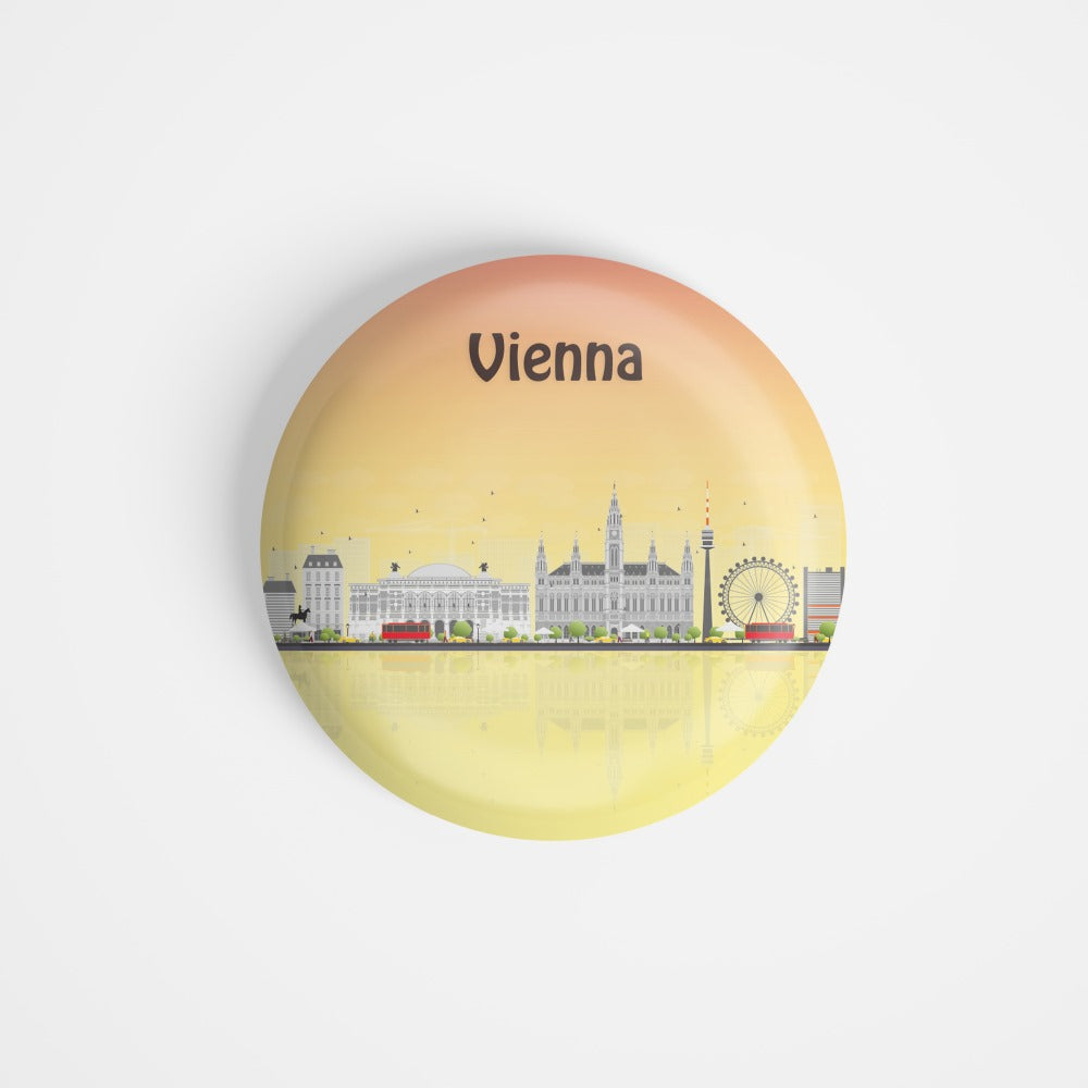 dhcrafts Round Fridge Magnet Multicolour Places Vienna Austria’s Capital Glossy Finish Design Pack of 1 (75 mm)